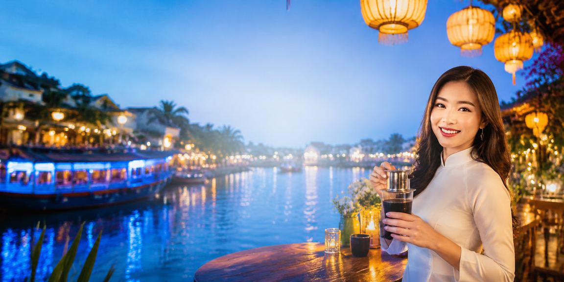Không gian cà phê Hội An gợi cảnh đọc ưu đãi VIP trên điện thoại